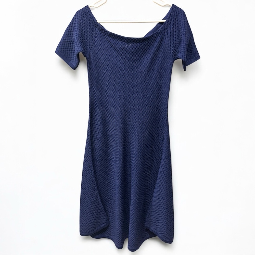 Michael Kors Navy Off The Shoulder Knit A-Line Dress Size L